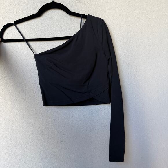 Lululemon Black Align Asymmetrical One Shoulder Long Sleeve Top Size 2 - Picture 2 of 5